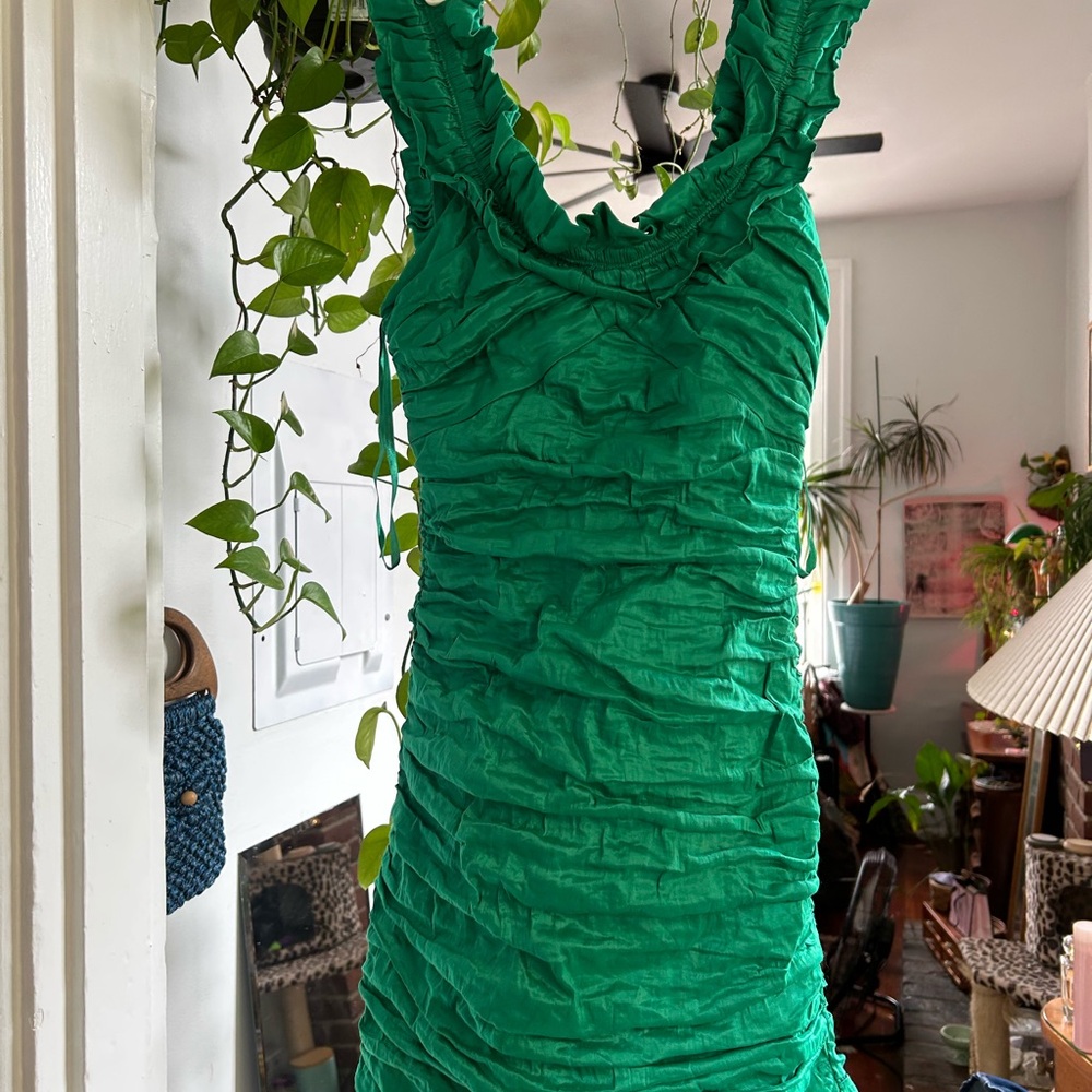 Green Ruched Women's Dress
